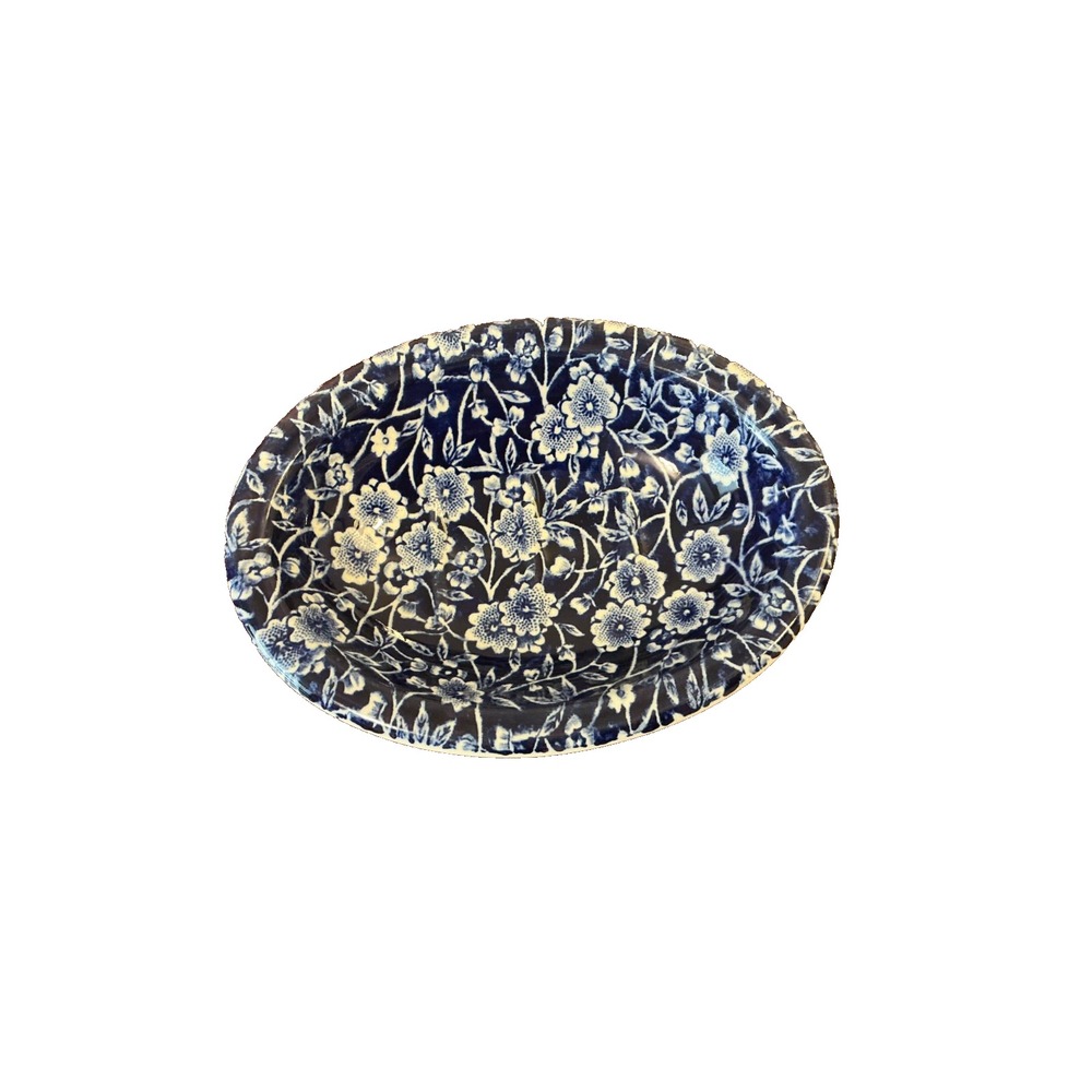 Burleigh Cailico Blue & White Floral Ceramic Soap Dish England Printed Backstamp